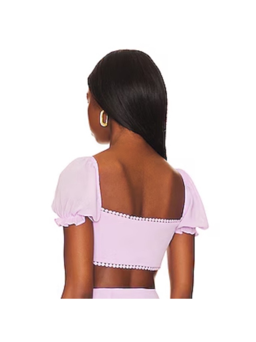 Square-Neck Lilac Puff Sleeve Crop Top - Women